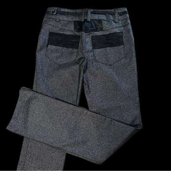 Y2K Metallic Silver Shimmer Pants – Low Rise Statement Trouser - Picture 4 of 15